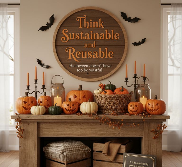 Eco-friendly Halloween décor with natural materials